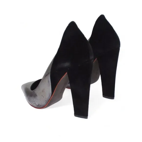 Cédric Charlier Gray Black Leather Suede Heels Pumps Shoes